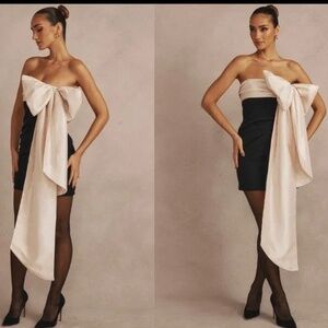 House of CB Jana Giant Bow Strapless Mini Cocktail Dress